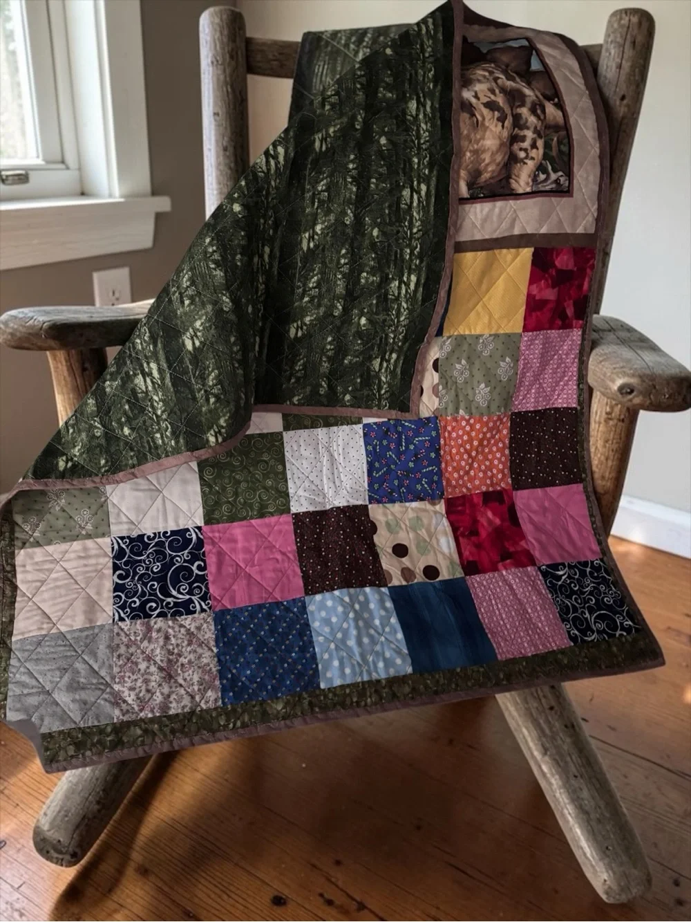 Handmade Reversible Dinosaur Baby Quilt Kids Patchwork Blanket 43x35